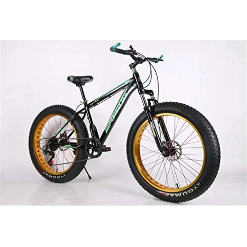 Mountainbike : Bbhhyy Snow Mountain Bike, Aluminium-Legierung 26 Zoll 4.0 Thick Maxi-Reifen Fahrrad-Doppelstoßdämpfung (Color : Dark Green)