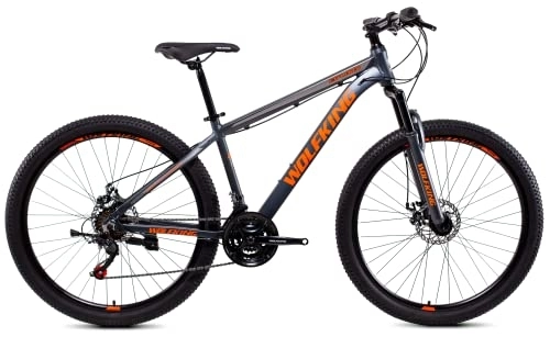 Mountainbike : Bicystar Unisex – Erwachsene Wolfking MTB 27, 5 Zoll Grau / Orange Mountainbike, 27.5