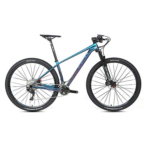 Mountainbike : BIKERISK Mountainbike, mit 15 / 17 / 19-Zoll / hochfesten Kohlefaser-Rahmen, 22 / 33-Gang-Schaltung, mechanische Scheibenbremsen und 27.5 / 29-Zoll-Räder blau, 33speed, 27.5×15
