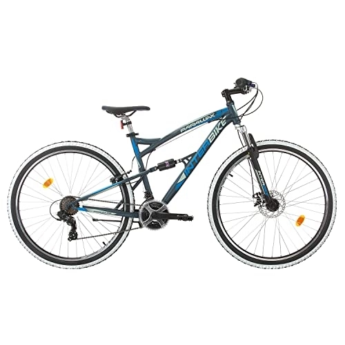 Mountainbike : Bikesport Parallax Doppel-Federrad, Stahl, 29 Zoll, Scheibenbremse vorne, Shimano, 21 Gänge, Dunkelblau / Grau
