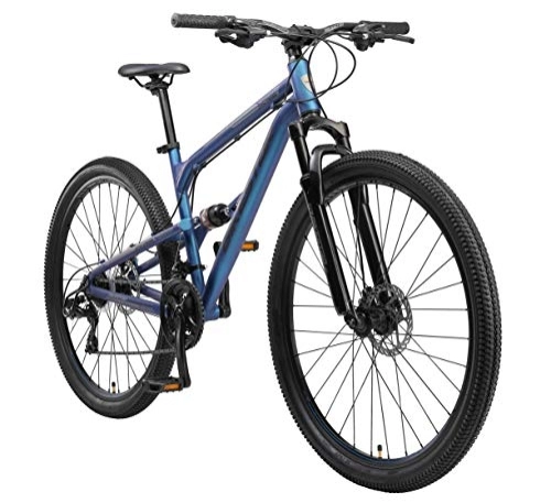 Mountainbike : BIKESTAR Fully Aluminium Mountainbike Shimano 21 Gang Schaltung, Scheibenbremse 29 Zoll Reifen | 17.5 Zoll Rahmen Alu MTB Vollgefedert | Blau
