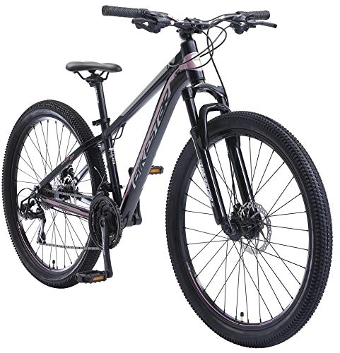 Mountainbike : BIKESTAR Hardtail Aluminium Mountainbike Shimano 21 Gang Schaltung, Scheibenbremse 27.5 Zoll Reifen | 14 Zoll Rahmen Alu MTB | Blau Rosa