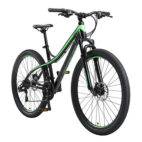 Mountainbike : BIKESTAR Hardtail Aluminium Mountainbike Shimano 21 Gang Schaltung, Scheibenbremse 27.5 Zoll Reifen | 17 Zoll Rahmen Alu MTB | Schwarz & Grün