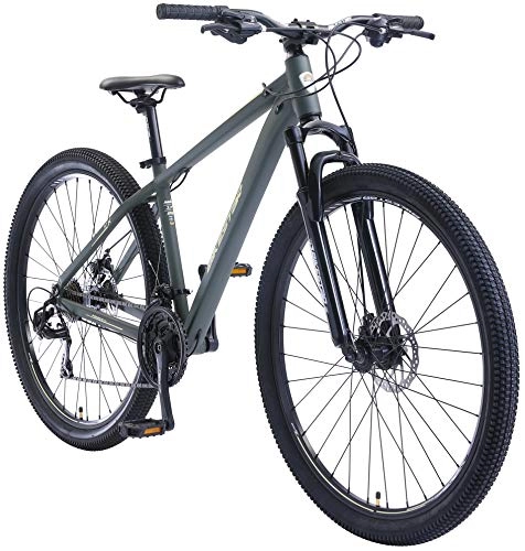 Mountainbike : BIKESTAR Hardtail Aluminium Mountainbike Shimano 21 Gang Schaltung, Scheibenbremse 29 Zoll Reifen | 17 Zoll Rahmen Alu MTB | Grün Beige