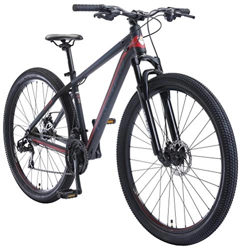 Mountainbike : BIKESTAR Hardtail Aluminium Mountainbike Shimano 21 Gang Schaltung, Scheibenbremse 29 Zoll Reifen | 17 Zoll Rahmen Alu MTB | Schwarz Rot