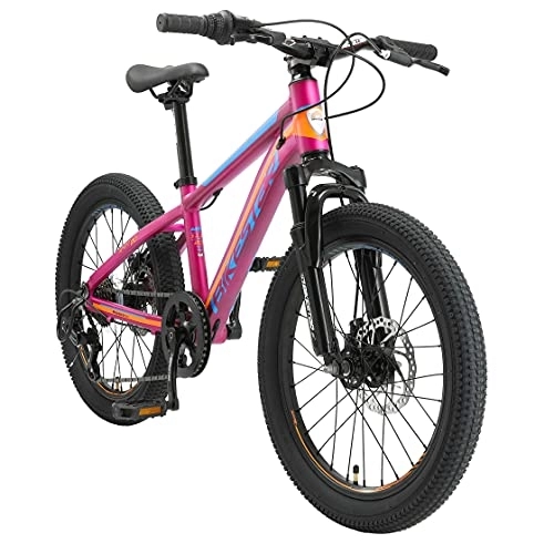 Mountainbike : BIKESTAR Kinder Fahrrad Aluminium Mountainbike 7 Gang Shimano, Scheibenbremse ab 6 Jahre | 20 Zoll Kinderrad MTB | Berry
