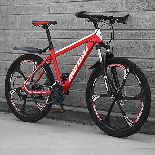 Mountainbike : BREEZE 26 Zoll Mountainbike, geeignet ab 150 cm, Scheibenbremse, Vollfederung, Jungen-Fahrrad & Herren-Fahrrad, Rot, 24 Speed