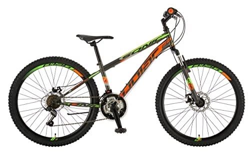 Mountainbike : breluxx® 26 Zoll Mountainbike FS Sonic Sport D2, Scheibenbremsen - grau orange, 18 Gang Shimano