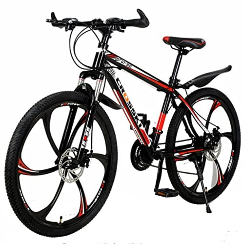 Mountainbike : Carbonstahlrahmen mit Doppelscheibenbremsen (schwarz und rot; schwarz und blau 26 Zoll 21 / 24 / 27 Gänge) Mountainbike Fahrrad