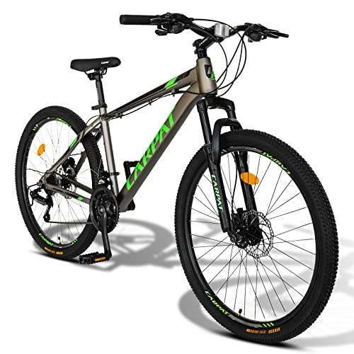 Mountainbike : Carpat Sport 26 Zoll Aluminium Mountainbike 21 Gang-Schaltung, Doppelscheibenbremsen, Fahrrad geeignet für Erwachsene, Alu MTB- Grau Grün