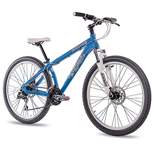 Mountainbike : CHRISSON 26" Zoll ALU MTB Mountain Dirt Bike Fahrrad RUBBY Unisex mit 24G Shimano 2xDISK blau matt