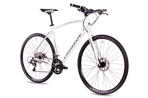 Mountainbike : CHRISSON 28 Zoll Gravel Bike Urban One Weiss 56 cm, Urbanrad mit 16 Gang Shimano Claris Schaltung, Cross Rennrad für Damen und Herren