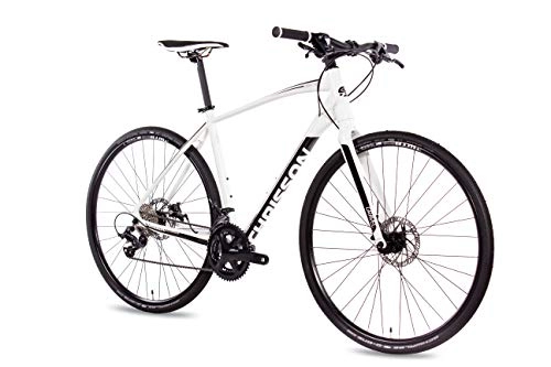 Mountainbike : CHRISSON 28 Zoll Gravel Bike Urban Two Weiss 52 cm, Urbanrad mit 18 Gang Shimano Sora Schaltung, Cross Rennrad für Damen und Herren