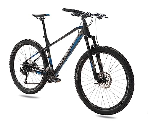 Mountainbike : CHRISSON 29 Zoll ALU Hardtail MTB Mountainbike ROANER mit 18 Gang Shimano ALIVIO 4000 13, 7kg schwarz blau 52cm