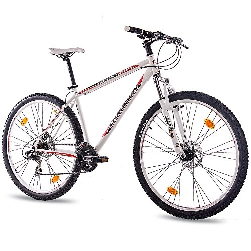 Mountainbike : CHRISSON 29 Zoll Mountainbike Hardtail - Remover 2.0 Weiss - Hardtail Mountain Bike mit 21 Gang Shimano Tourney Kettenschaltung - MTB Fahrrad für Herren und Damen mit Zoom Federgabel
