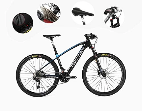 Mountainbike : Cross-Country-Fahrrad, Mountainbike / Geeignet Für Die Höhe 150-165Cm, Kohlefaser-Material, Symmetrische Reflektierende Logo, 5 Farben, M6000-30 Öl Scheibenbremsen, Blue