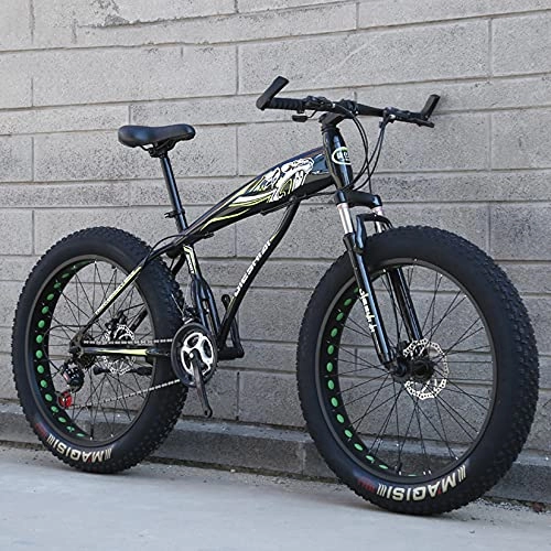 Mountainbike : DANYCU Erwachsene Mountainbike Fahrrad 26-Zoll-Bikes mit dicken Rädern Fahrrad mit Doppelscheibenbremse, Rahmen aus kohlenstoffreichem Stahl, Fat Tire Hardtail Mountainbike, A, 21 Speed