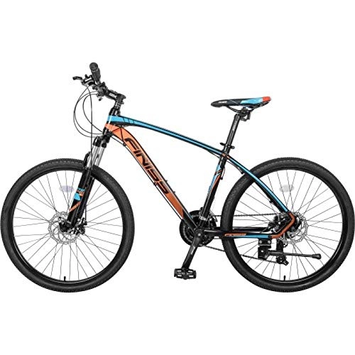 Mountainbike : DAUERHAFT Langlebiges Mountainbike, 26-Zoll-Aluminium-Mountainbike 24-Gang-Mountainbike mit Federgabel (blau und orange) für Radsportbegeisterte