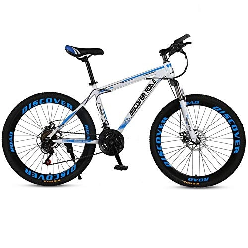 Mountainbike : DGAGD 24 Zoll Mountainbike Fahrrad Erwachsene Variable Geschwindigkeit Doppelscheibenbremse High Carbon Stahl Fahrrad 40 Schneidräder-weiß Blau_27 Geschwindigkeit