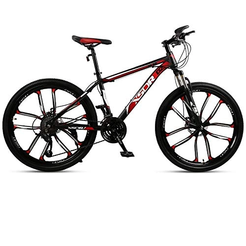 Mountainbike : DGAGD Snowbike großer Reifen 4.0 dick und breit 24 Zoll Scheibenbremse Mountainbike zehn Schneidräder-Schwarz Rot_24 Geschwindigkeit