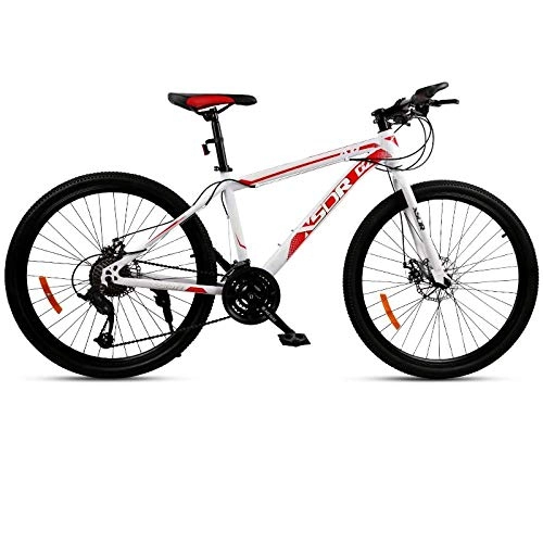 Mountainbike : DGAGD Snowbike großer Reifen 4.0 dick und breit 26 Zoll Scheibenbremse Mountainbike Speichenrad-weiß Rot_27 Geschwindigkeit