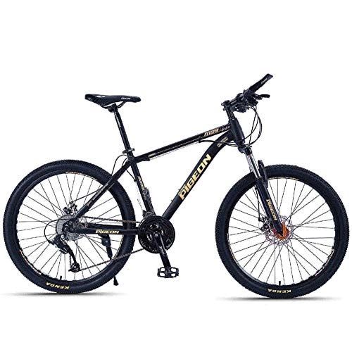 Mountainbike : DJYD Erwachsene Mountain Bikes, 26-Zoll-High-Carbon Stahlrahmen Hardtail Mountainbike, Vorderachsfederung Herren Fahrrad, Gelände Mountainbike, Gold, 24-Gang FDWFN (Color : Gold, Size : 24 Speed)