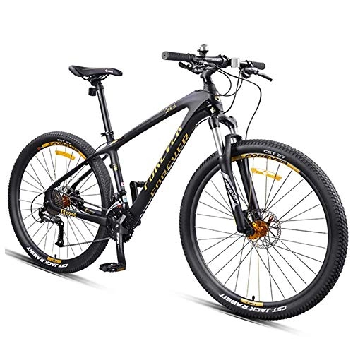 Mountainbike : DJYD Hardtail Mountainbike, 27, 5 Zoll Big Wheels Mountain Trail Bike, Carbonrahmen Mens-Frauen-All Terrain Mountain Bike, Gold, 30 Drehzahl FDWFN (Color : Gold, Size : 27 Speed)
