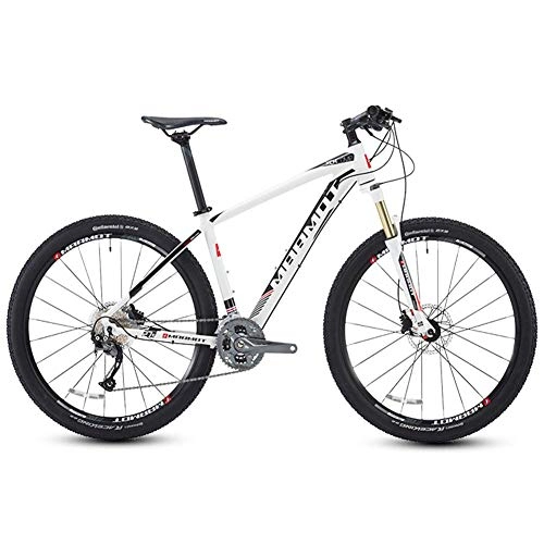 Mountainbike : DJYD Mountain Bikes, 27, 5 Zoll große Reifen Hardtail Mountainbike, Aluminium 27-Speed ​​Mountain Bike, Männer Frauen Fahrrad Adjustable Seat, Schwarz FDWFN (Color : White)