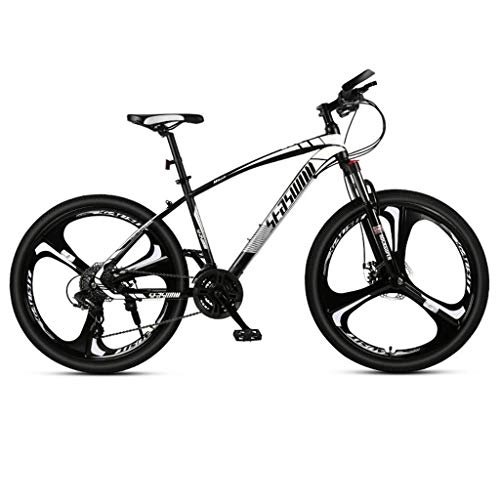 Mountainbike : Dsrgwe Mountainbike, 26” Mountainbike, Stahl-Rahmen Hardtail Fahrräder, Doppelscheibenbremse und Vorderradgabel, 21 Geschwindigkeit, 24-Gang, 27 Geschwindigkeit (Color : Black+White, Size : 27 Speed)