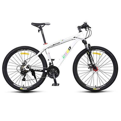 Mountainbike : Dsrgwe Mountainbike, 26inch Mountainbike, Aluminium Rahmen for Fahrräder, Doppelscheibenbremse und Vorderradaufhängung, 26inch-Rad-Speiche, 21-Gang (Color : White)