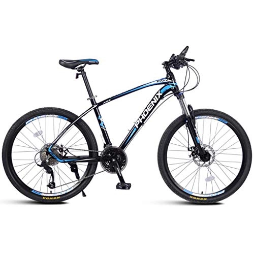 Mountainbike : Dsrgwe Mountainbike, 26inch Mountainbike, Aluminiumlegierung Hardtail Fahrräder, Doppelscheibenbremse und Locking Vorderradfederung, 27 Geschwindigkeit, 17" Rahmen (Color : Black+Blue)