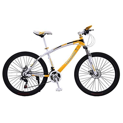Mountainbike : Dsrgwe Mountainbike, Mountainbike, Bergfahrräder Hardtail, Doppelscheibenbremse und Vorderradaufhängung, 26" Rad, Stahl-Rahmen (Color : Yellow, Size : 27 Speed)