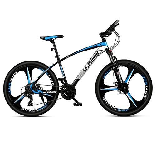 Mountainbike : Dsrgwe Mountainbike, Mountainbike, Bergfahrräder Hardtail, Doppelscheibenbremse und Vorderradaufhängung, Stahl-Rahmen, 26-Zoll-Rad-Mag (Color : Black+Blue, Size : 24 Speed)