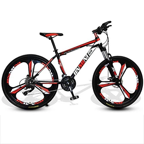 Mountainbike : Dsrgwe Mountainbike, Mountainbike, Bergfahrräder Hardtail, Stahl-Rahmen, 26-Zoll-Rad, Doppelscheibenbremse und Vorderradaufhängung (Color : Black+Red, Size : 27 Speed)