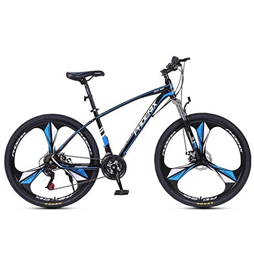 Mountainbike : Dsrgwe Mountainbike, Mountainbike / Fahrräder, Carbon-Stahlrahmen, Doppelscheibenbremse und Vorderradaufhängung und 26inch / 27inch Speichen Felgen, 24-Gang (Color : Black+Blue, Size : 27.5inch)