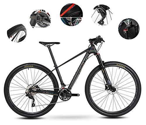 Mountainbike : DUABOBAO Mountainbike-Radfahren, 29-Zoll-Raddurchmesser, 20-Fach (30-Fach) Ölscheibenbremsen, 4 Farben, Starlight-Blitzlackschnitt, Innenverkabelung, Black, 15.5