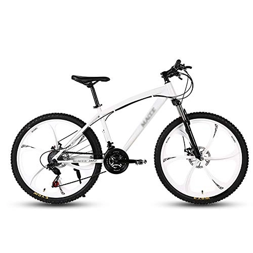Mountainbike : DULPLAY Doppelscheibenbremse Fahrrad Für Männer Frauen, Erwachsene 24 Zoll MTB, Strand Motorschlitten Mountainbike Bike Weiß 24", 21-Gang