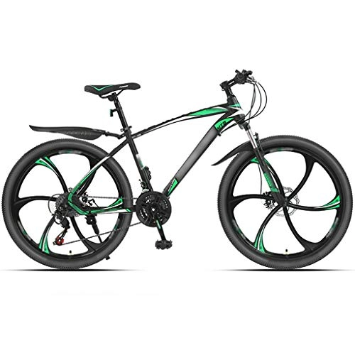 Mountainbike : DXIUMZHP Mountainbikes Sicheres Und Bequemes Fahrrad, Geschwindigkeitsverstellbares MTB, 6 Schneidräder, 21 / 24-Gang, 24 / 26 Zoll Räder (Color : 21-Speed Green, Size : 26inches)
