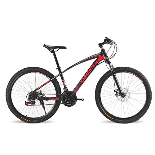Mountainbike : F-JWZS Unisex Hardtail-Mountainbike, 24 Zoll mit Federgabeln und Scheibenbremse, 21 / 24 / 27 Geschwindigkeit - für Schüler, Kinder, Erwachsene, Red, 21Speed