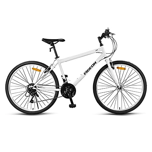 Mountainbike : Fahrrad, Mountainbike, 24-Gang-Fahrrad, für Erwachsene und Jugendliche, mit 26-Zoll-Rad und kohlenstoffhaltigem Stahlrahmen, Doppelscheibenbremse, nicht leicht zu verformen / White / 172x98cm