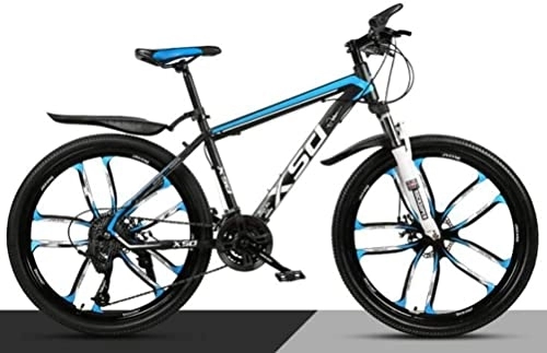 Mountainbike : Fahrrad, Mountainbike 26-Zoll-Stoßdämpfung aus Kohlenstoffstahl mit Variabler Geschwindigkeit, Stadtstraßenfahrrad (Color : White Blue, Size : 30 Speed)