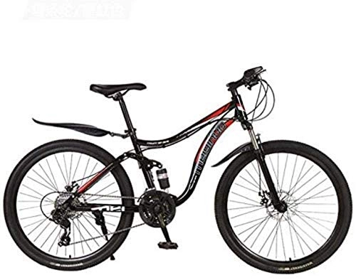 Mountainbike : Fahrrad Mountainbike, High Carbon Stahlrahmen MTB Bike Dual-Suspension mit verstellbarem Sitz, Doppelscheibenbremse, 26-Zoll-Räder 5-27 (Farbe: B, Größe: 27-Gang) yqaae (Color : A, Size : 24 speed)