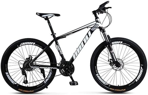 Mountainbike : Fahrrad, Mountainbike, Mountainbike mit Doppelfederung, 26-Zoll-Räder, Fahrrad für Erwachsene, Jungen (Color : Black White, Size : 30 Speed)