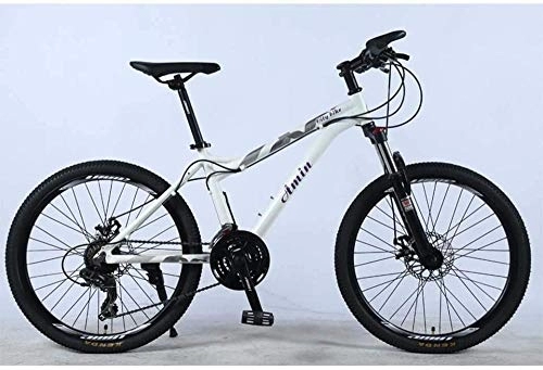 Mountainbike : FanYu 24-Zoll-27-Gang-Mountainbike für Erwachsene Leichte Aluminiumlegierung Vollrahmen Vorderradaufhängung Weibliche Offroad-Studentin, die eine Erwachsene Fahrrad-Scheibenbremse schaltet-Weiß_C.