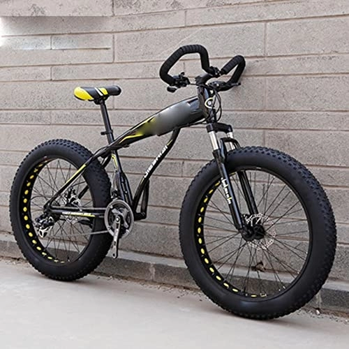 Mountainbike : FAXIOAWA 26 Zoll Dicker Reifen, ultrabreites Mountainbike mit Variabler Geschwindigkeit, großes Rad, Schneemobil, Erwachsener, Student, Fahrrad (Gelb 21)