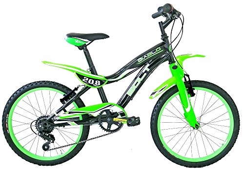 Mountainbike : FREJUS CTB Bambino MTB Fahrrad für Kinder, 20 Zoll, 6 Gang, Stahlrahmen, schwarz / gelb