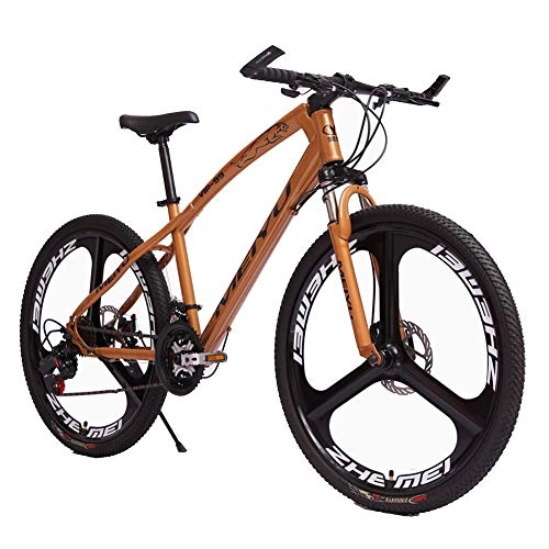 Mountainbike : FXMJ Leichtes Mountainbike, Doppelscheibenbremse 26-Zoll-Aluminiumlegierung / Kohlenstoffstahl 21 / 24 / 2730 Speed Mountainbike, Stoßdämpfung, Braun, 27 Speed