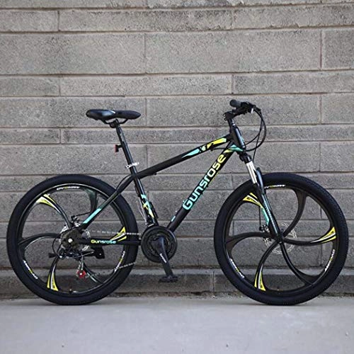 Mountainbike : G.Z Mountain Bikes, Carbon Steel Mountain Bikes mit Dual-Scheibenbremsen, 21-27 Geschwindigkeit Optionen, 24-26 Zoll-Rad-Bikes, Fahrräder für Erwachsene, Schwarz und Grün, B, 24 inch 27 Speed