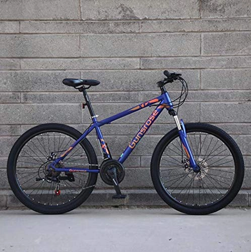 Mountainbike : G.Z Mountainbike, Carbon Steel Mountain Bike mit Doppelscheibenbremsen, 21-27 Geschwindigkeit Option, 24-26 Zoll-Rad Fahrrad, Erwachsene Fahrrad-Blau, E, 24 inch 24 Speed