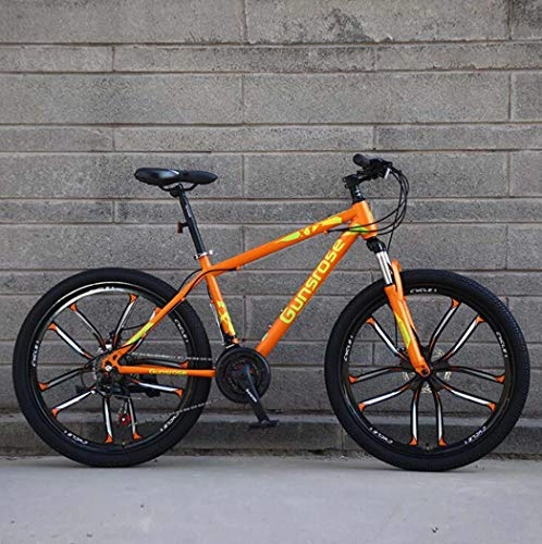 Mountainbike : G.Z Mountainbikes, Kohlenstoffstahl Mountainbikes mit Doppelscheibenbremsen, 21-27 Geschwindigkeitsoptionen, 24-26 Zoll-Rad-Bikes, Fahrräder Studenten orange, C, 24 inch 21 Speed